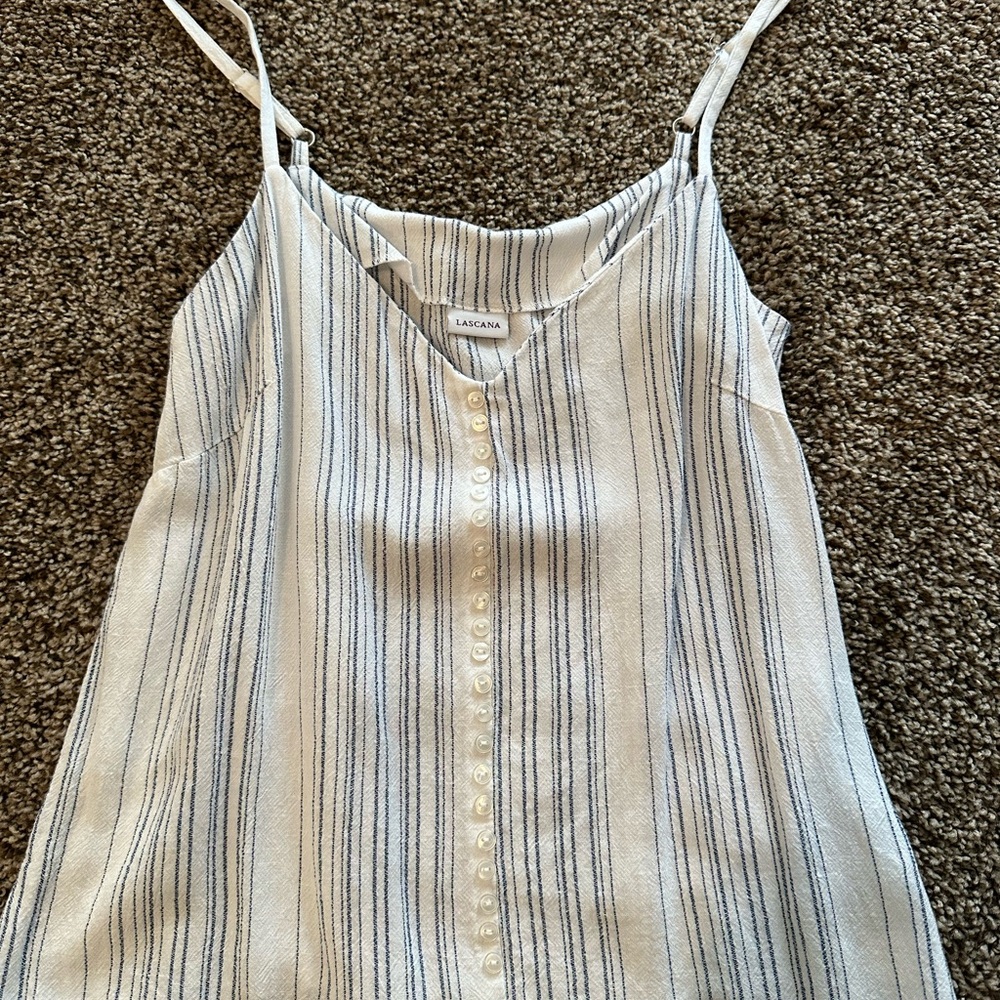 Women's Striped White and Blue Top